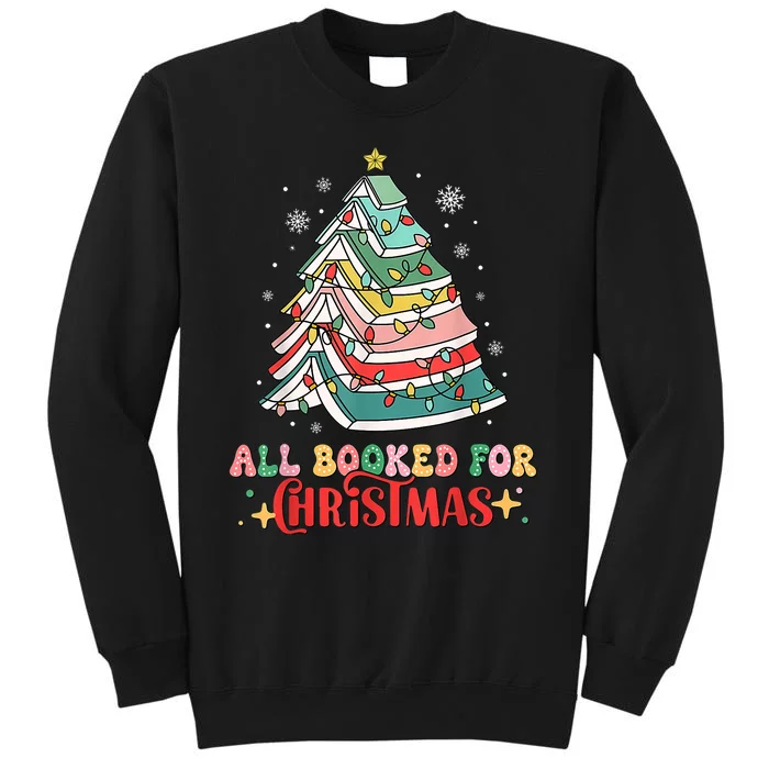 All Booked For Christmas Book Christmas Tree Lights Tall Sweatshirt