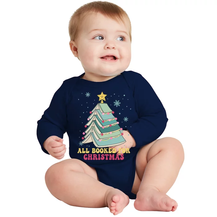 All Booked For Christmas Books Christmas Tree Librarian Xmas Cool Gift Baby Long Sleeve Bodysuit