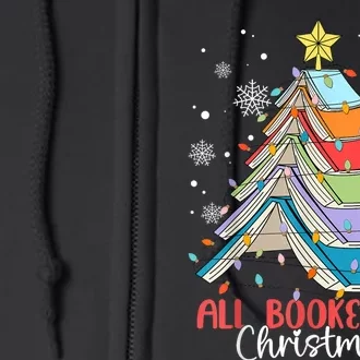 All Booked For Christmas Bookworm Christmas Full Zip Hoodie