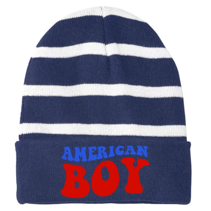 American Boy Fourth Of July Striped Beanie with Solid Band