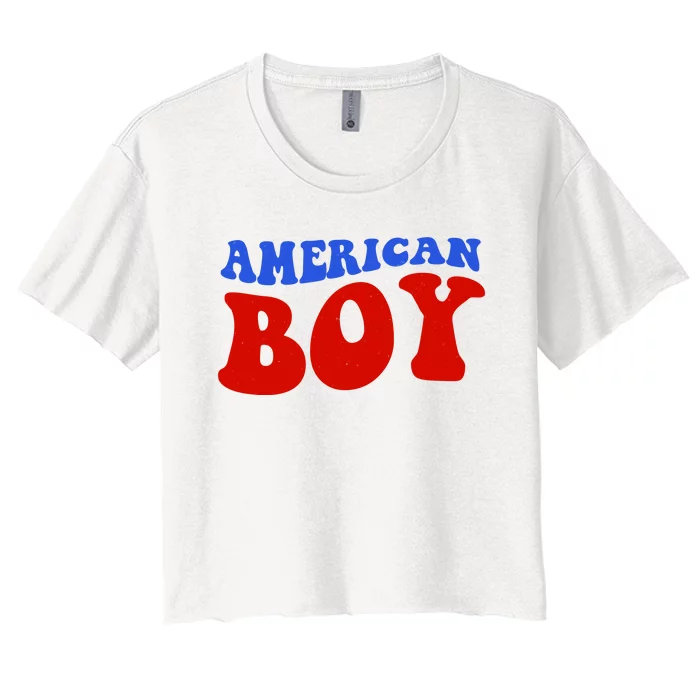 American Boy Fourth Of July Women's Crop Top Tee