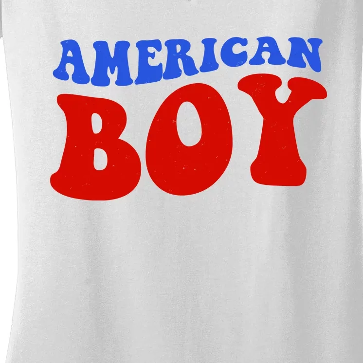 American Boy Fourth Of July Women's V-Neck T-Shirt