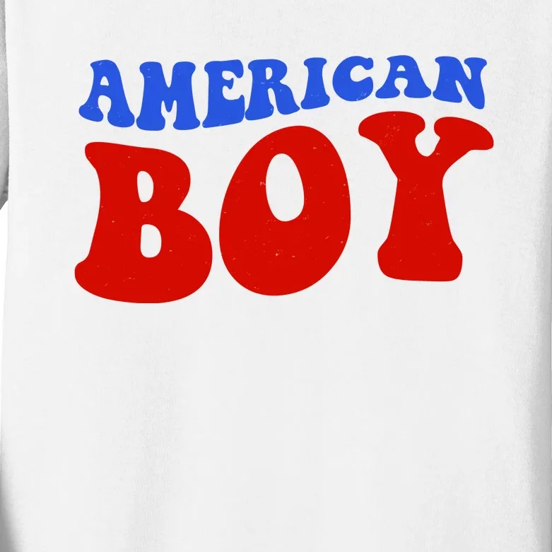 American Boy Fourth Of July Kids Long Sleeve Shirt