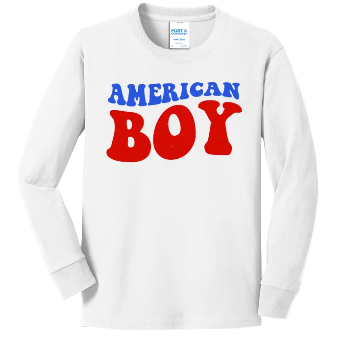 American Boy Fourth Of July Kids Long Sleeve Shirt