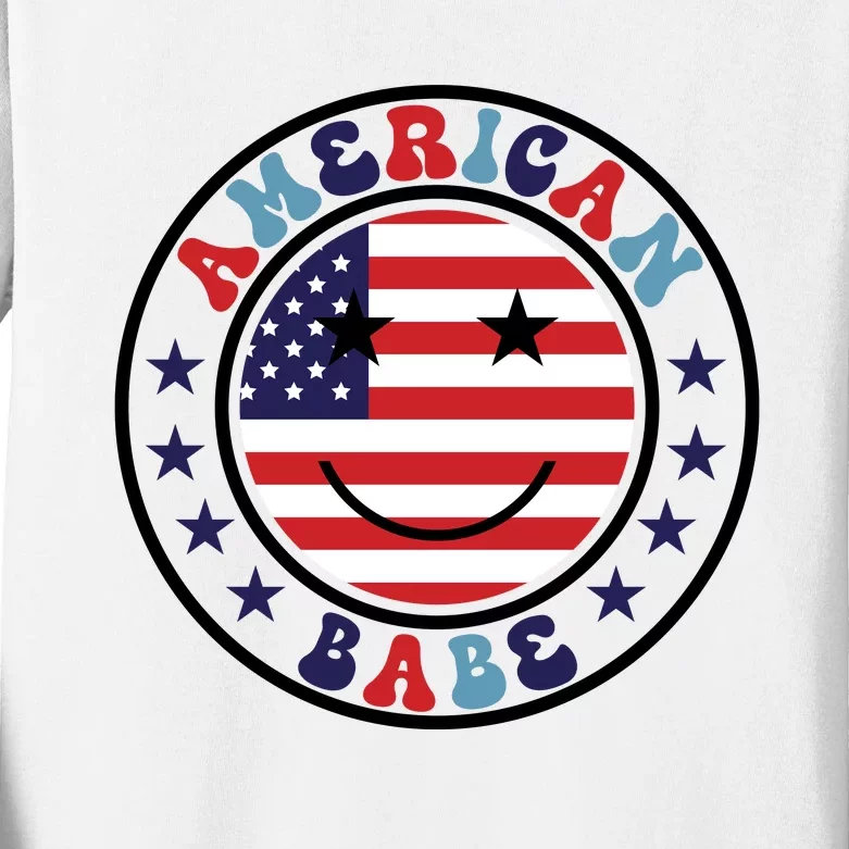 American Babe Fourth Of July Graphic Kids Long Sleeve Shirt