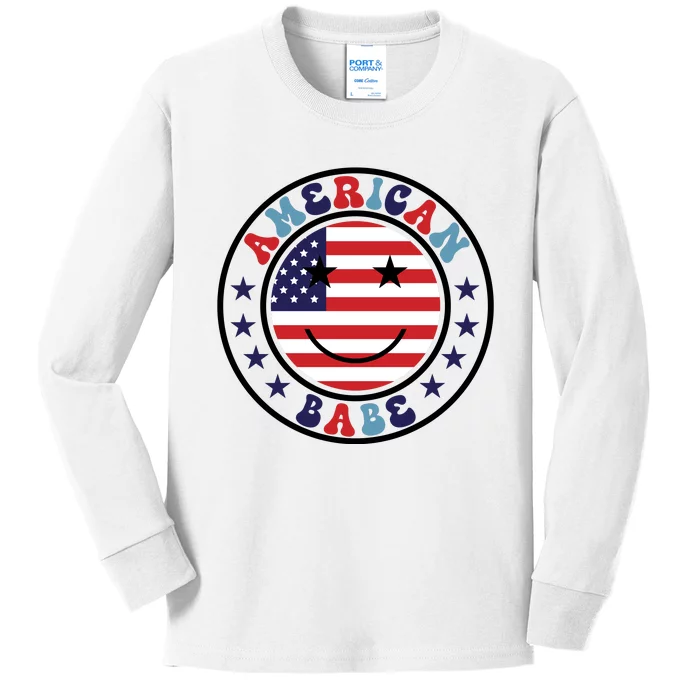 American Babe Fourth Of July Graphic Kids Long Sleeve Shirt