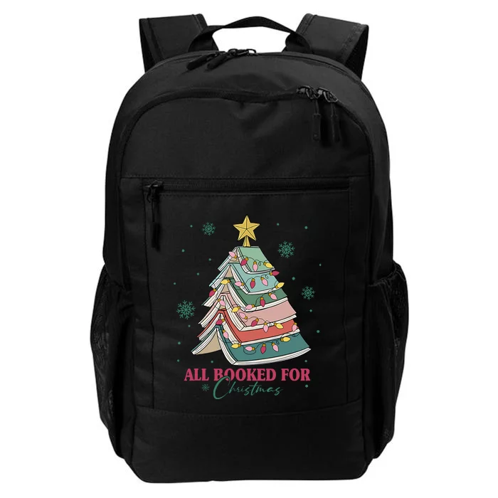 All Booked For Christmas Vintage Librarian Xmas Tree Lights Daily Commute Backpack