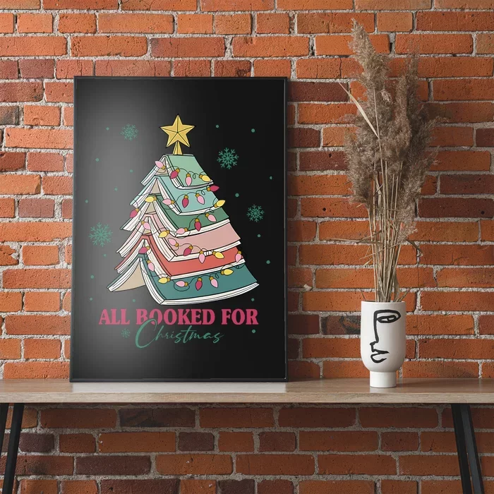 All Booked For Christmas Vintage Librarian Xmas Tree Lights Poster