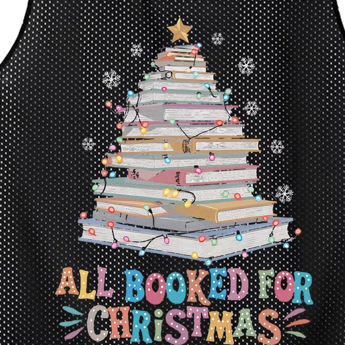 All Booked For Christmas Book Christmas Tree Lights Mesh Reversible Basketball Jersey Tank