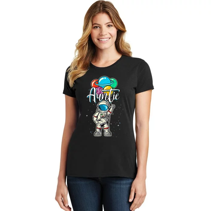 Auntie Birthday Funny Astronaut in Space planet Women's T-Shirt