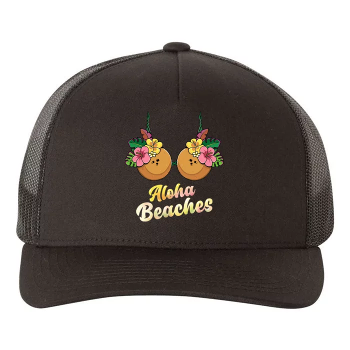 Aloha Beaches Funny Summer Coconut & Flower Bra Yupoong Adult 5-Panel Trucker Hat