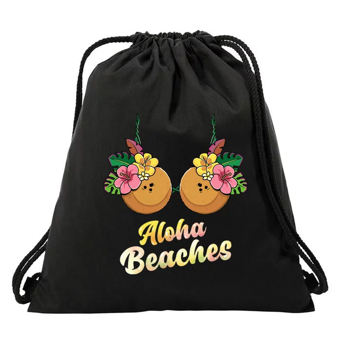 Aloha Beaches Funny Summer Coconut & Flower Bra Drawstring Bag