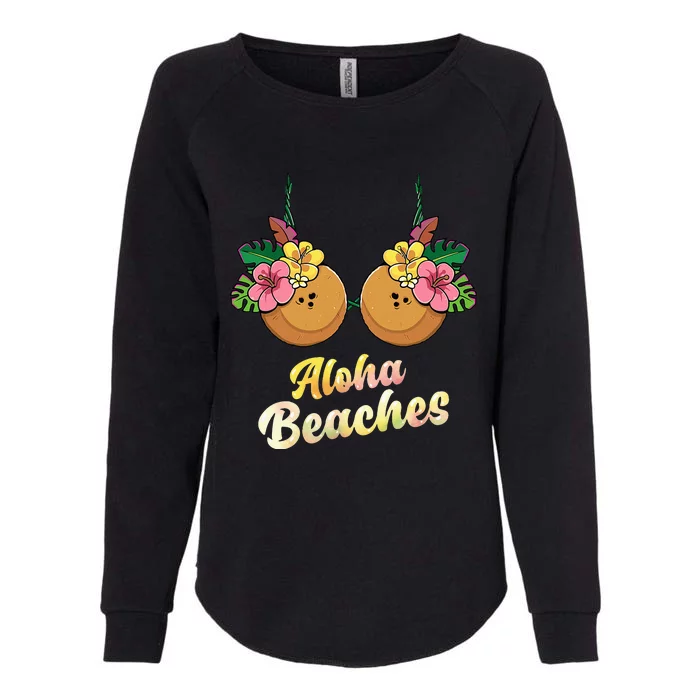 Aloha Beaches Funny Summer Coconut & Flower Bra Womens California Wash Sweatshirt