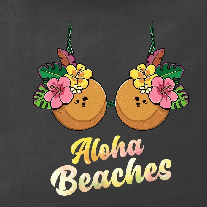 Aloha Beaches Funny Summer Coconut & Flower Bra Zip Tote Bag