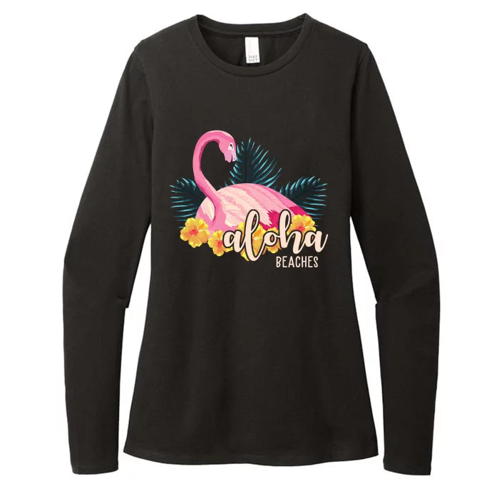 Aloha Beaches Flamingo Tropical Womens CVC Long Sleeve Shirt