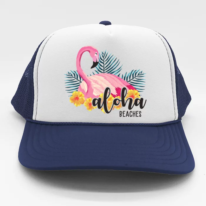 Aloha Beaches Flamingo Tropical Trucker Hat