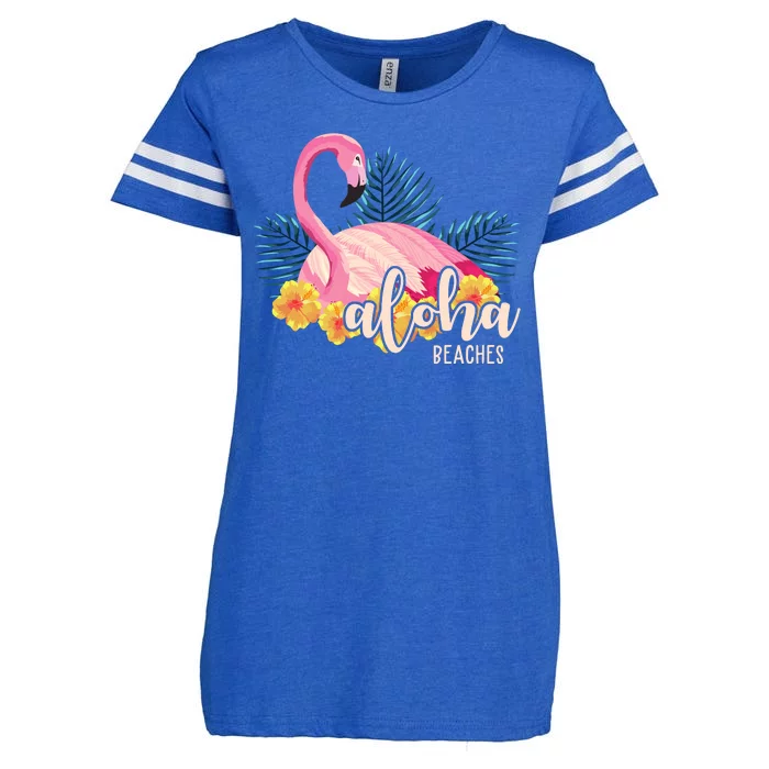 Aloha Beaches Flamingo Tropical Enza Ladies Jersey Football T-Shirt