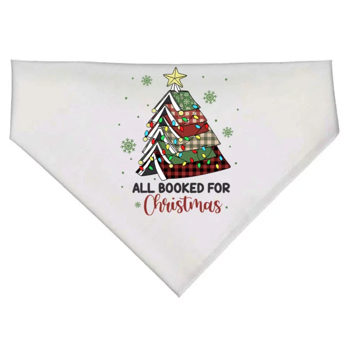 All Booked For Christmas Funny Christmas Book Tree USA-Made Doggie Bandana