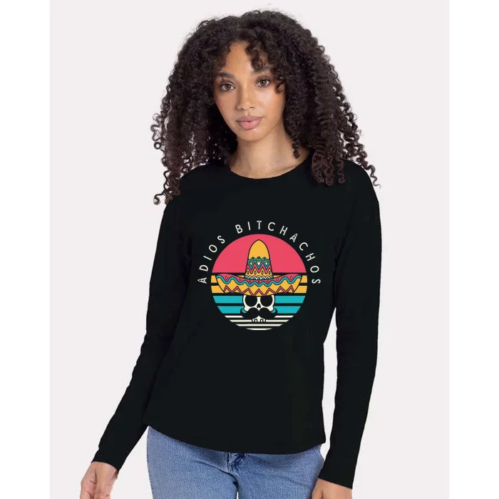 Adios Bitchachos Funny Skull Sombrero Retro Cinco De Mayo Womens Cotton Relaxed Long Sleeve T-Shirt