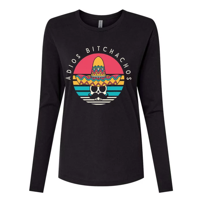 Adios Bitchachos Funny Skull Sombrero Retro Cinco De Mayo Womens Cotton Relaxed Long Sleeve T-Shirt