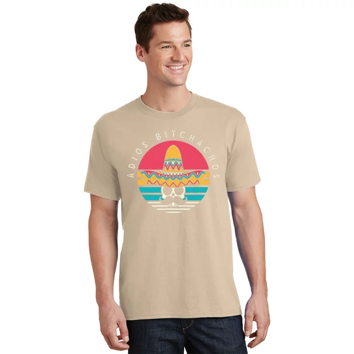 Adios Bitchachos Funny Skull Sombrero Retro Cinco De Mayo T-Shirt