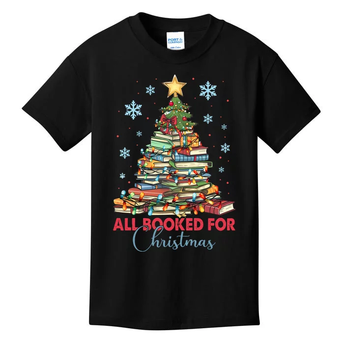 All Booked For Christmas Book Lover Kids T-Shirt