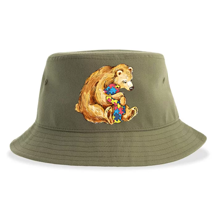 Autism Bear For Mama And Papa Autism Awareness Meaningful Gift Sustainable Bucket Hat