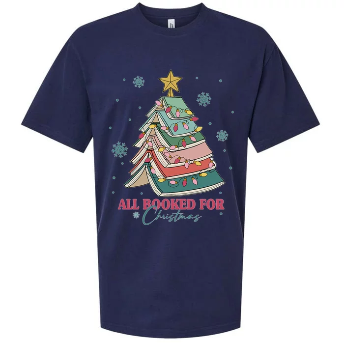 All Booked For Christmas Book Tree Xmas Teacher School Gift Sueded Cloud Jersey T-Shirt