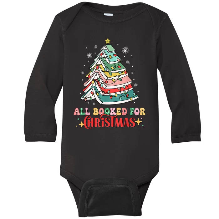 All Booked For Christmas Book Christmas Tree Lights Baby Long Sleeve Bodysuit