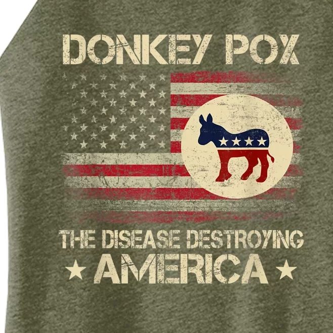 Anti Biden Funny Donkey Pox The Disease Destroying America Women’s Perfect Tri Rocker Tank