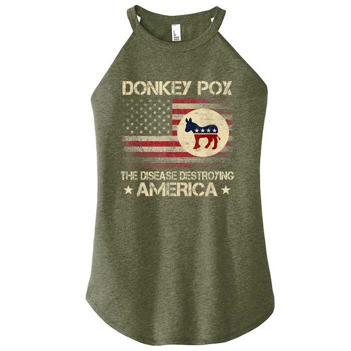 Anti Biden Funny Donkey Pox The Disease Destroying America Women’s Perfect Tri Rocker Tank