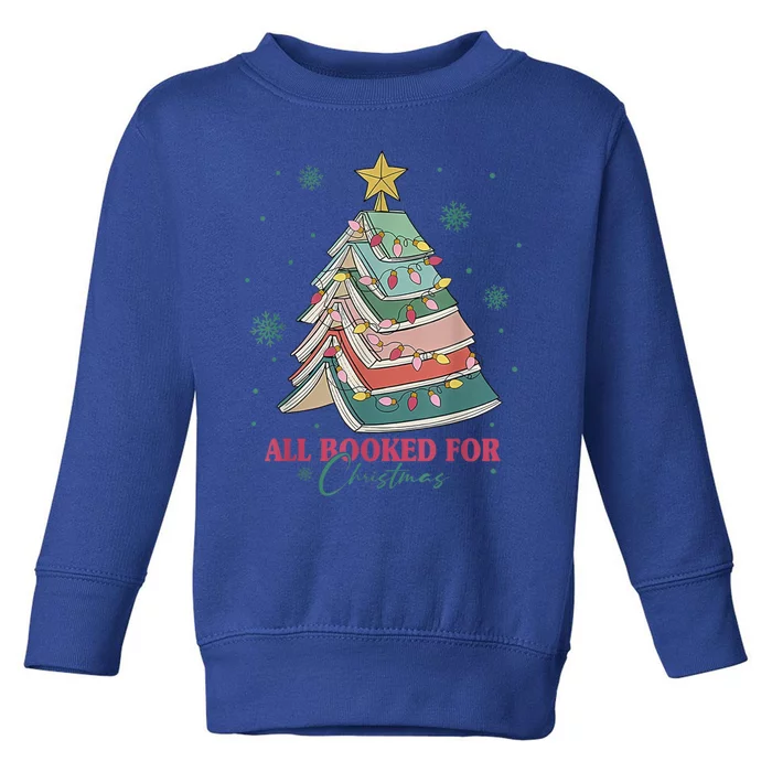 All Booked For Christmas Vintage Librarian Xmas Tree Lights Gift Toddler Sweatshirt