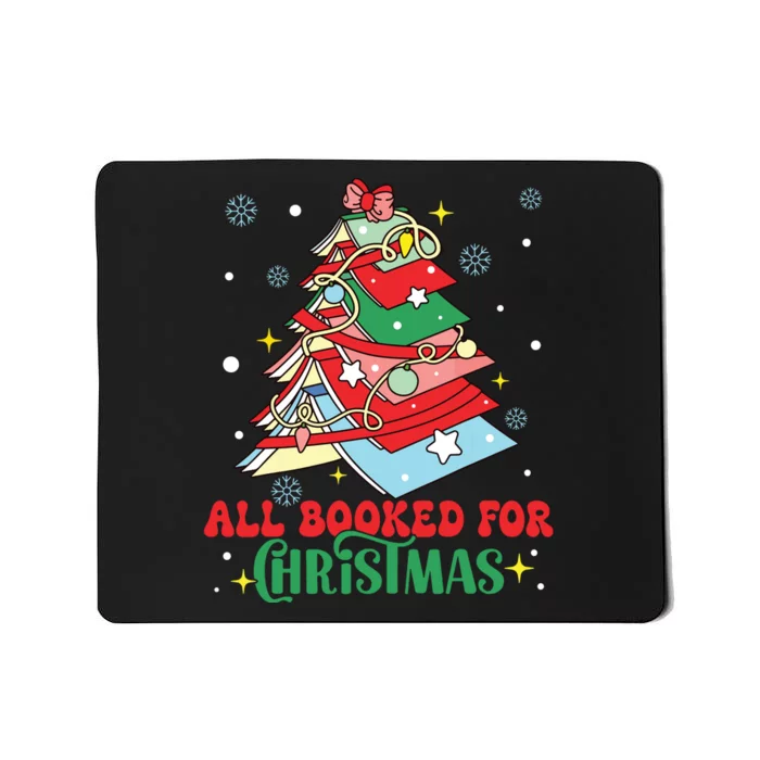 All Booked For Christmas Groovy Christmas Book Tree Squad Mousepad