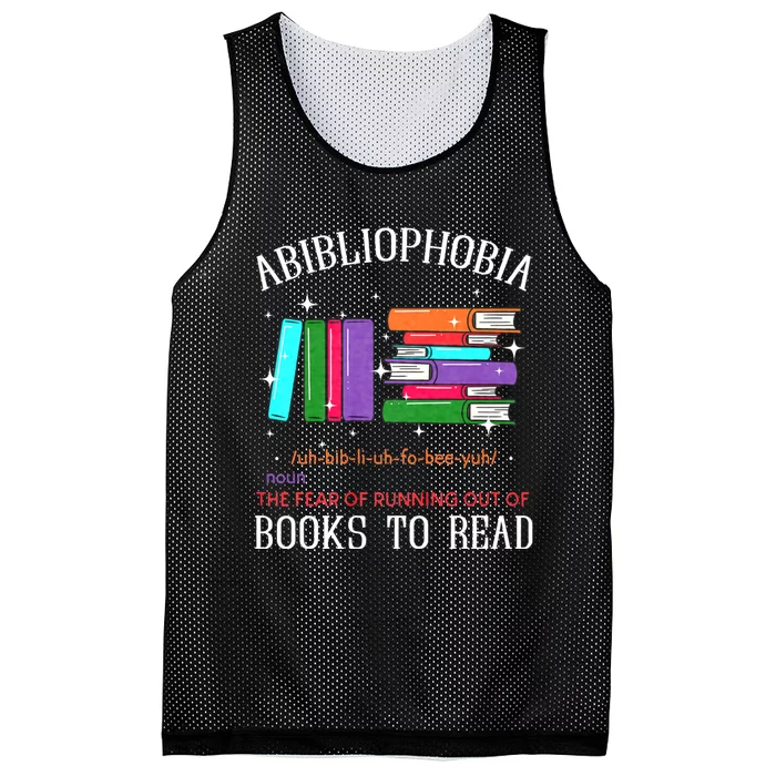 Abibliophobia Bibliophilia Fear Read Bibliophile Bookworm Mesh Reversible Basketball Jersey Tank