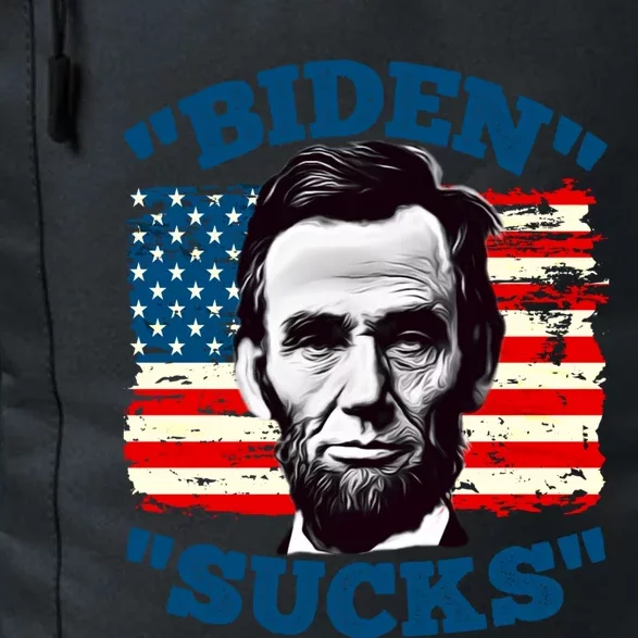 Anti Biden Funny With Lincoln Graphic On American Flag Meaningful Gift Daily Commute Backpack