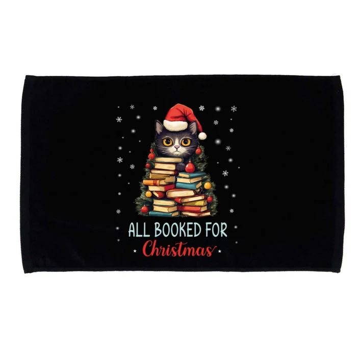 All Booked For Christmas Black Cat Santa Teacher Books Tree Great Gift Microfiber Hand Towel