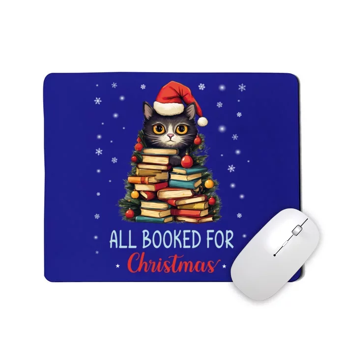 All Booked For Christmas Black Cat Santa Teacher Books Tree Great Gift Mousepad