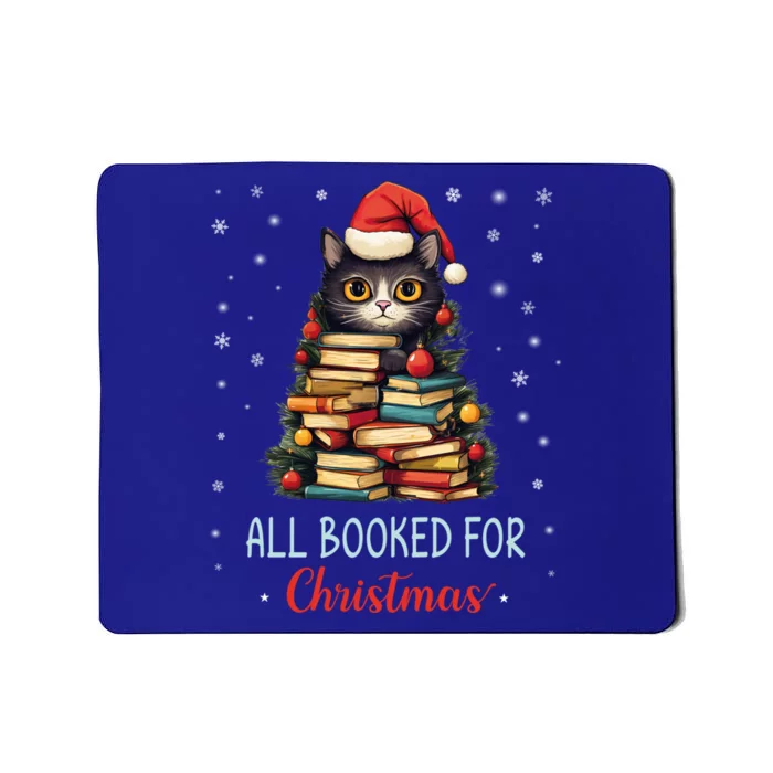 All Booked For Christmas Black Cat Santa Teacher Books Tree Great Gift Mousepad