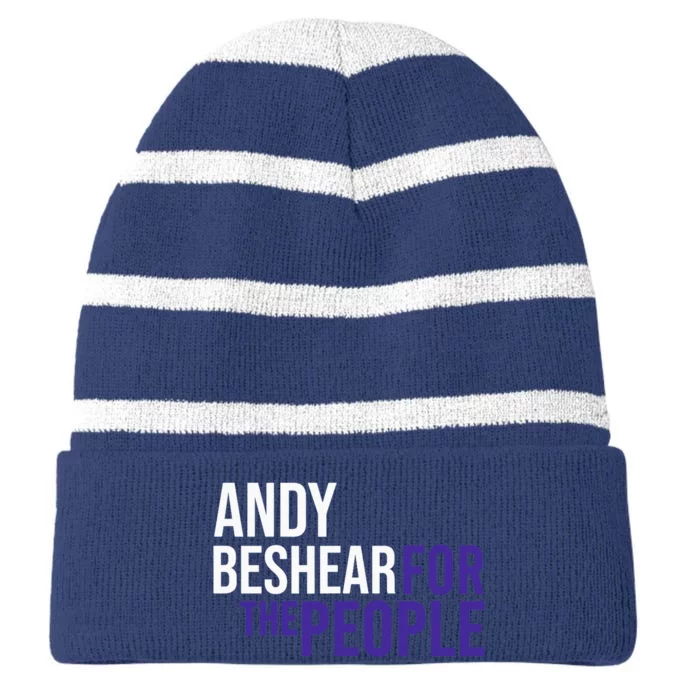 Andy Beshear For The People | Liberal Democrat USA Striped Beanie with Solid Band