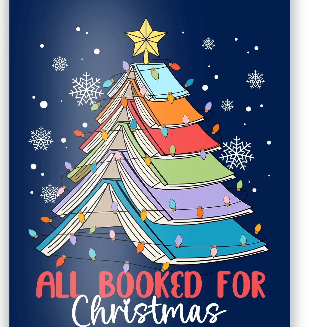 All Booked For Christmas Book Christmas Tree Lights Poster