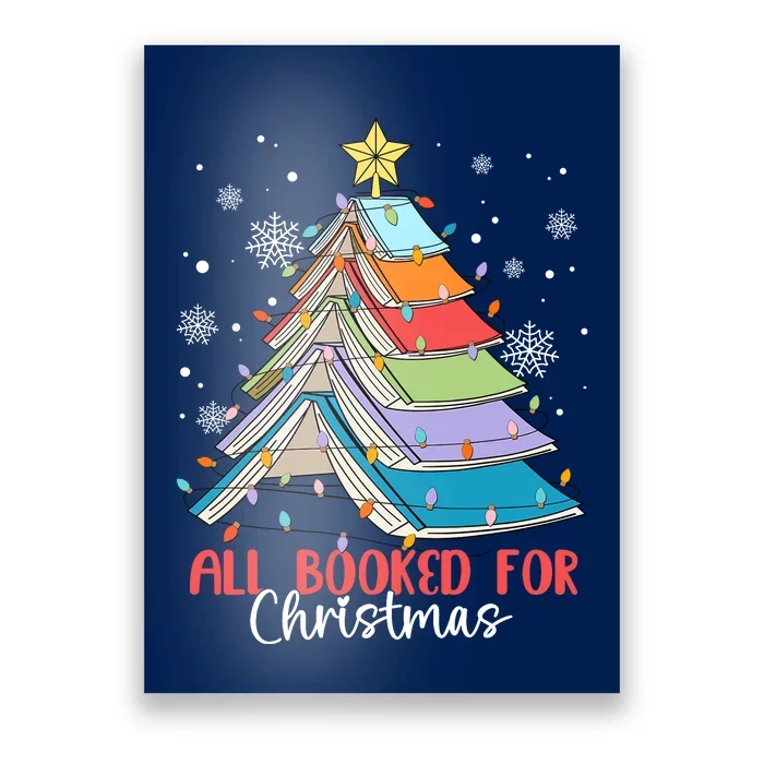 All Booked For Christmas Book Christmas Tree Lights Poster