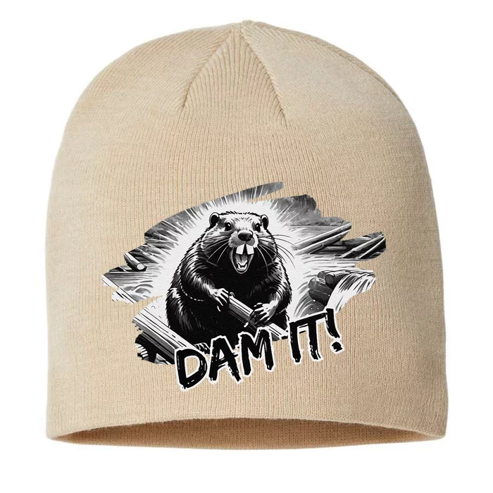 Angry Beaver Funny Dam It 8 1/2in Sustainable Knit Beanie