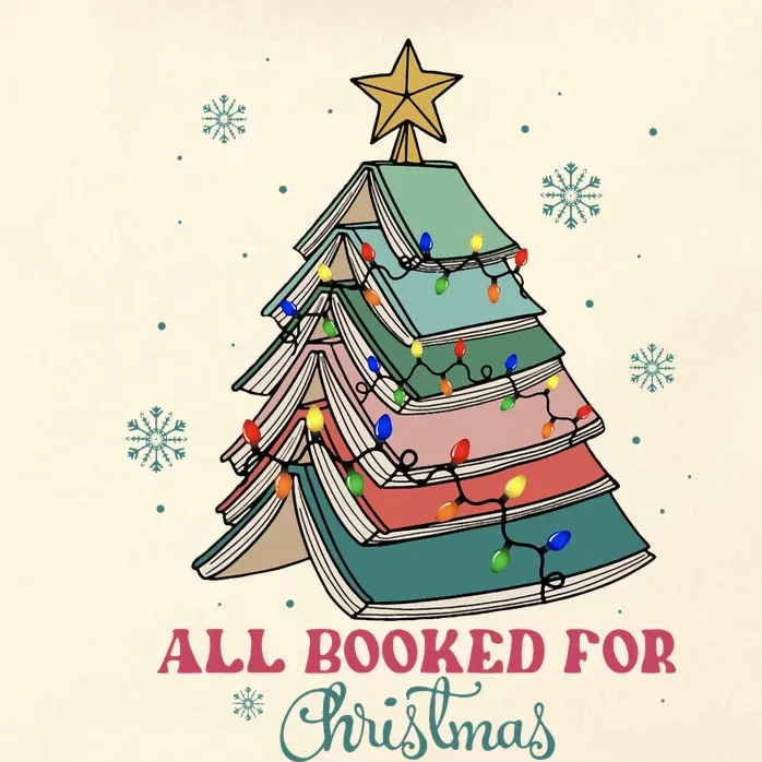 All Booked For Christmas Librarian Christmas Book Tree Zip Tote Bag