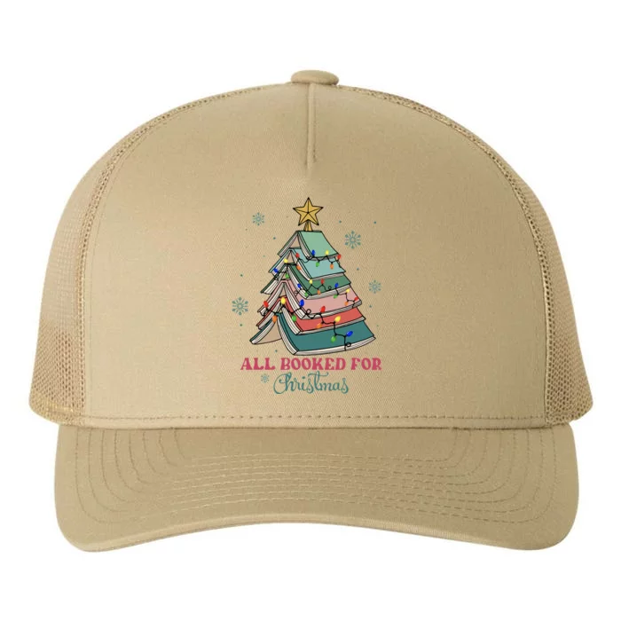 All Booked For Christmas Librarian Christmas Book Tree Yupoong Adult 5-Panel Trucker Hat