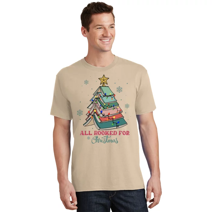 All Booked For Christmas Librarian Christmas Book Tree T-Shirt