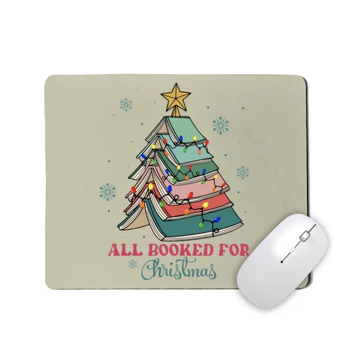 All Booked For Christmas Librarian Christmas Book Tree Mousepad