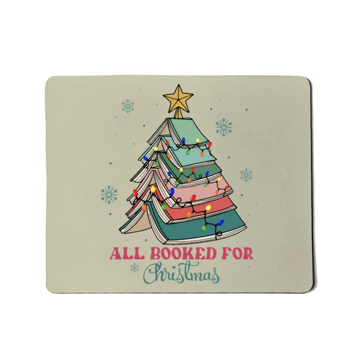 All Booked For Christmas Librarian Christmas Book Tree Mousepad