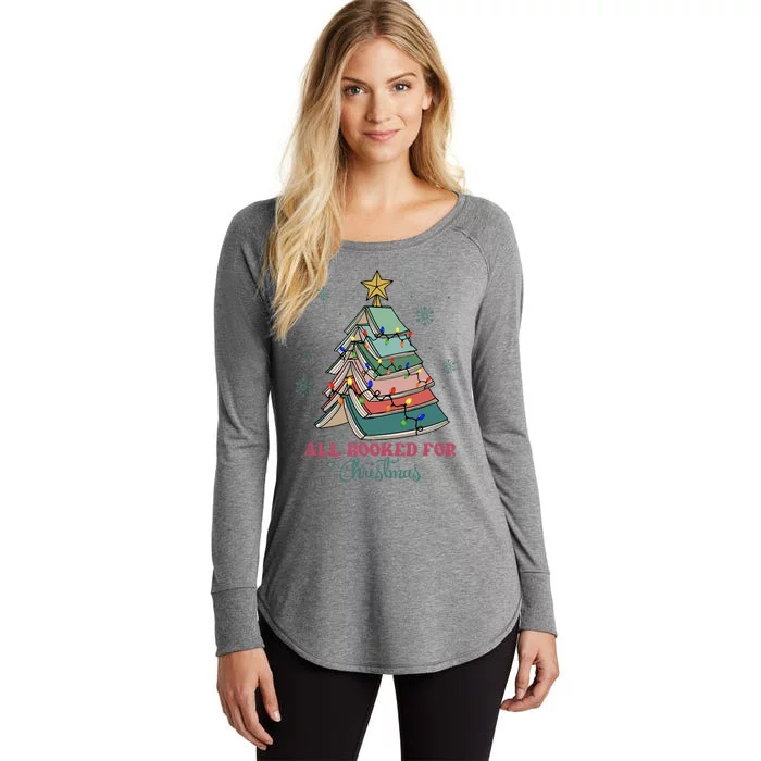 All Booked For Christmas Librarian Christmas Book Tree Women's Perfect Tri Tunic Long Sleeve Shirt