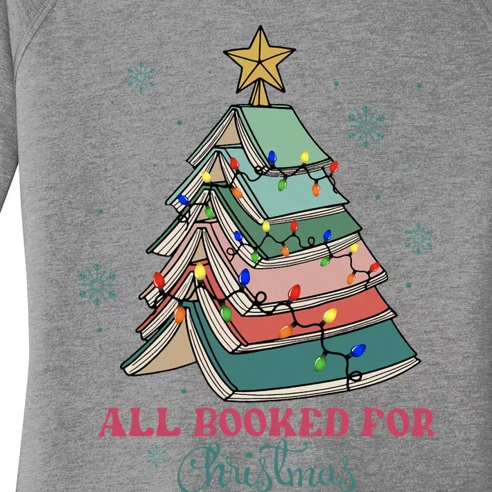 All Booked For Christmas Librarian Christmas Book Tree Women's Perfect Tri Tunic Long Sleeve Shirt