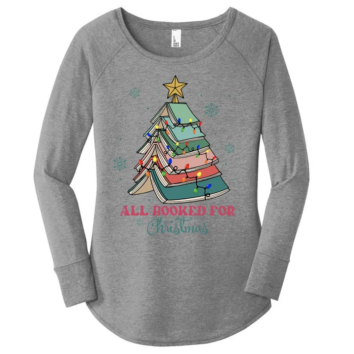 All Booked For Christmas Librarian Christmas Book Tree Women's Perfect Tri Tunic Long Sleeve Shirt